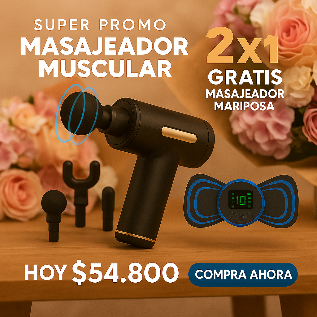 COMBO 2X1 - MASAJEADOR PISTOLA + GRATIS MARIPOSA