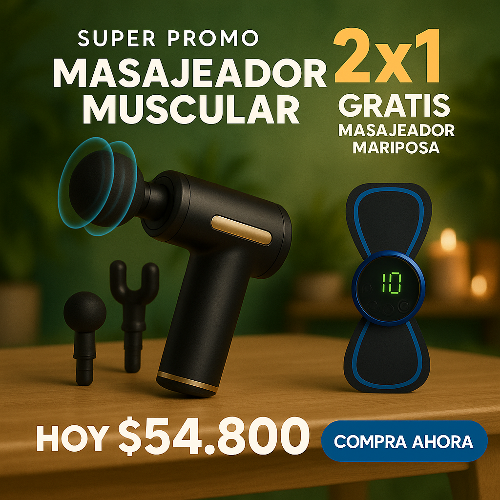 COMBO 2X1 - MASAJEADOR PISTOLA + GRATIS MARIPOSA