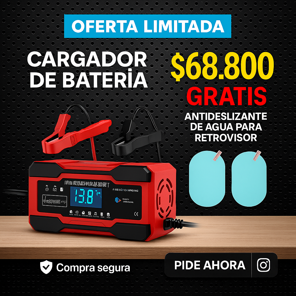 CARGADOR DE BATERIA + GRATIS ANTIEMPAÑANTE PARA AUTO O MOTO