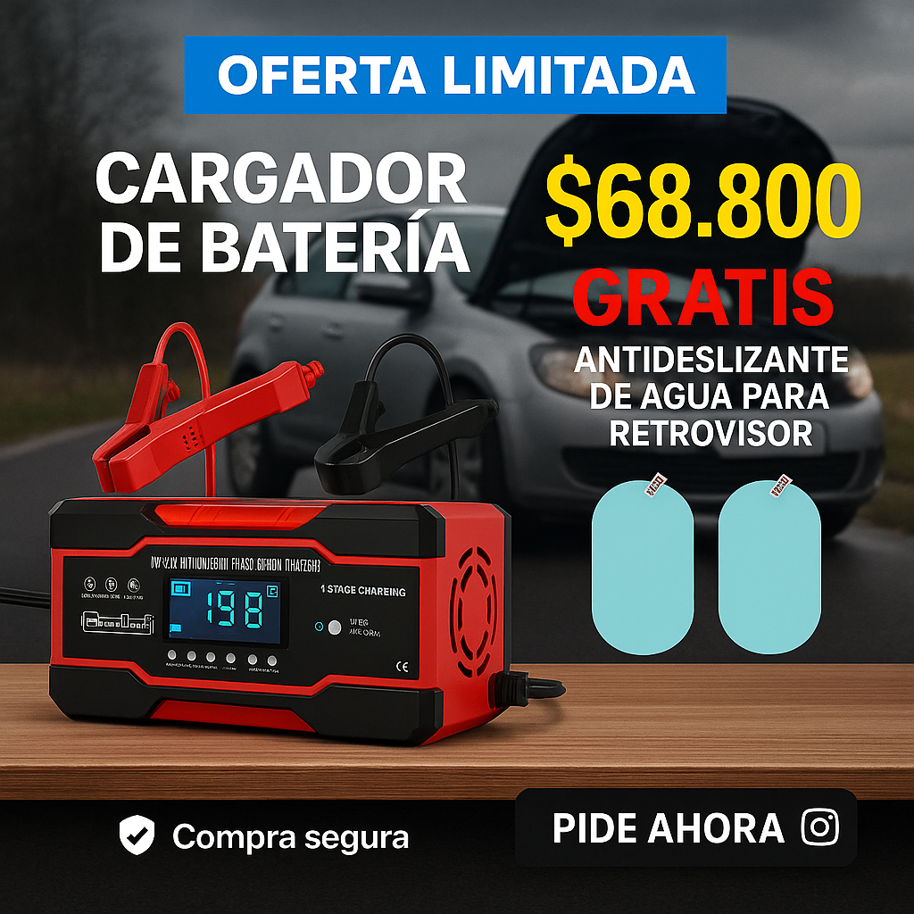 CARGADOR DE BATERIA + GRATIS ANTIEMPAÑANTE PARA AUTO O MOTO