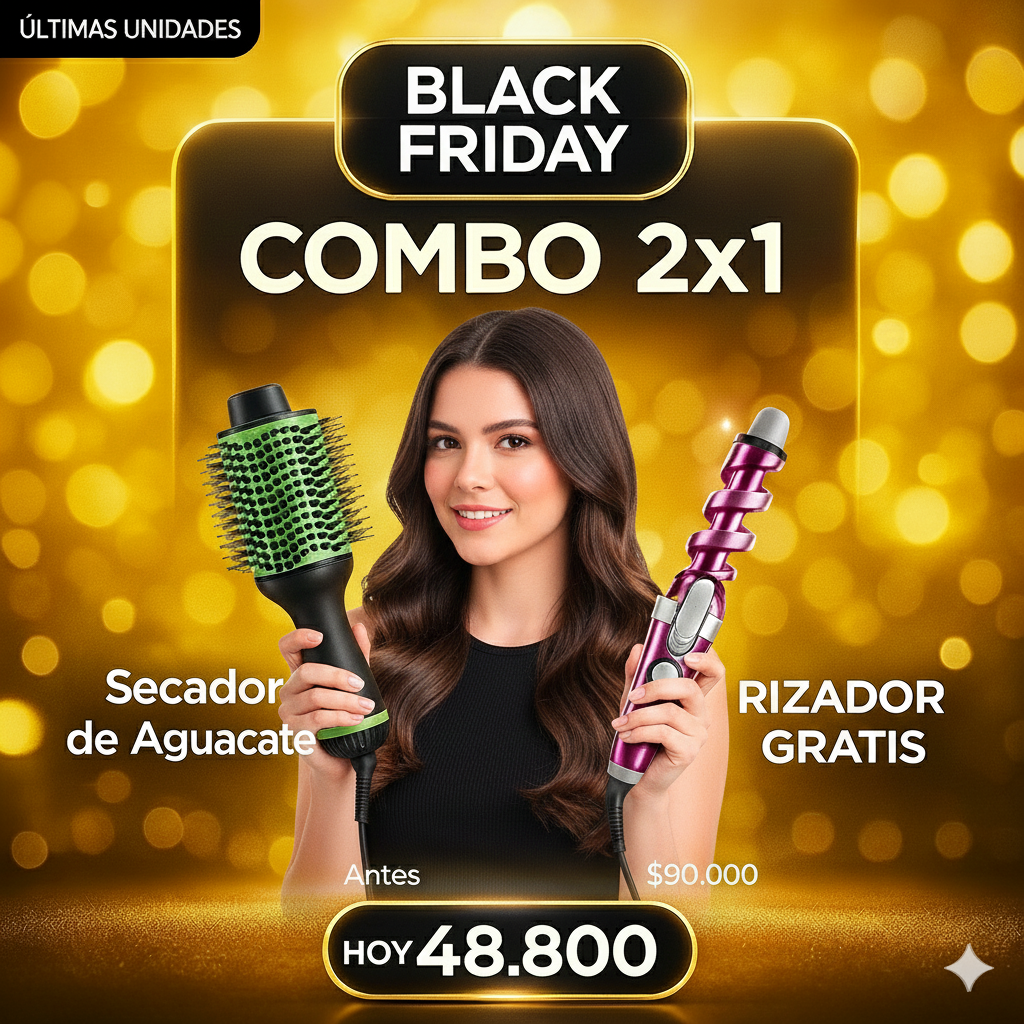 Combo 2x1: Cepillo Secador + Rizador GRATIS