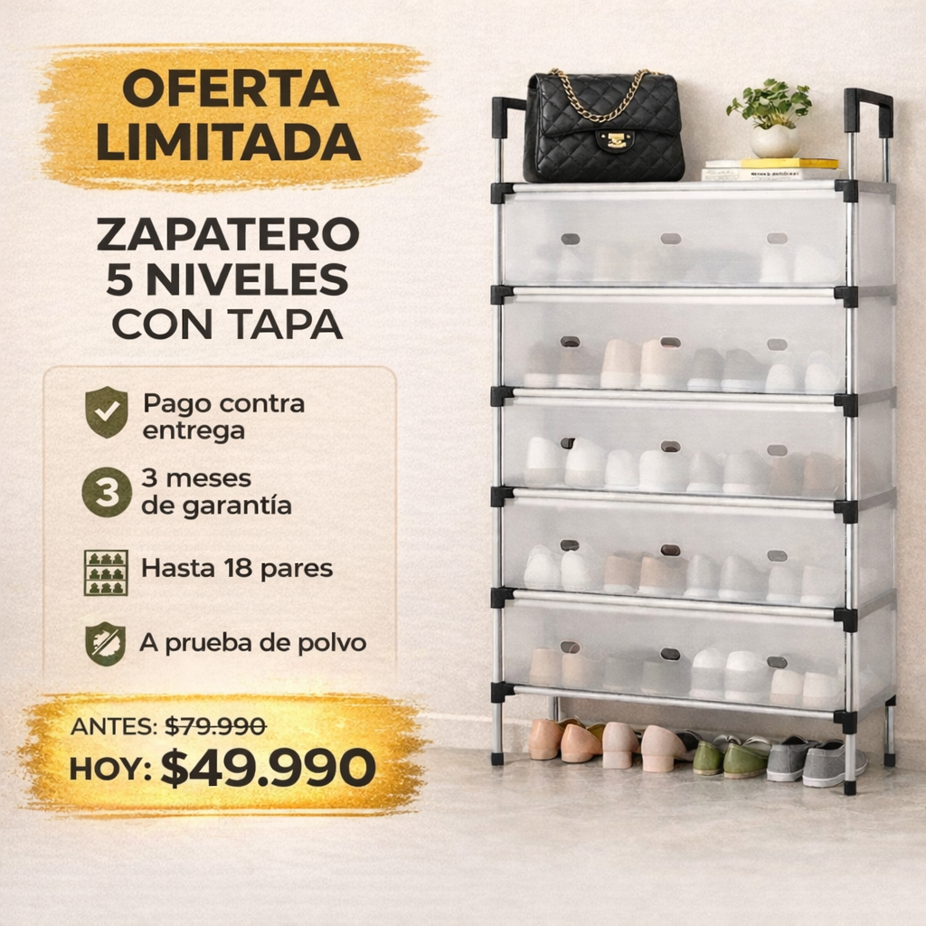MEGA OFERTA - Zapatero De 5 Niveles Con Tapa