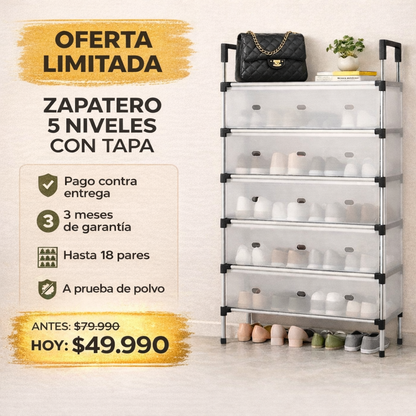 MEGA OFERTA - Zapatero De 5 Niveles Con Tapa
