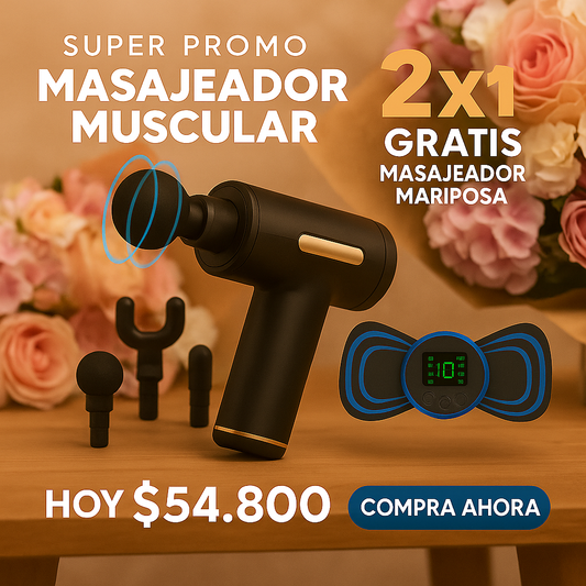COMBO 2X1 - MASAJEADOR PISTOLA + GRATIS MARIPOSA