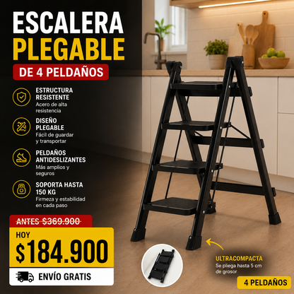 Escalera Plegable de 4 Peldaños