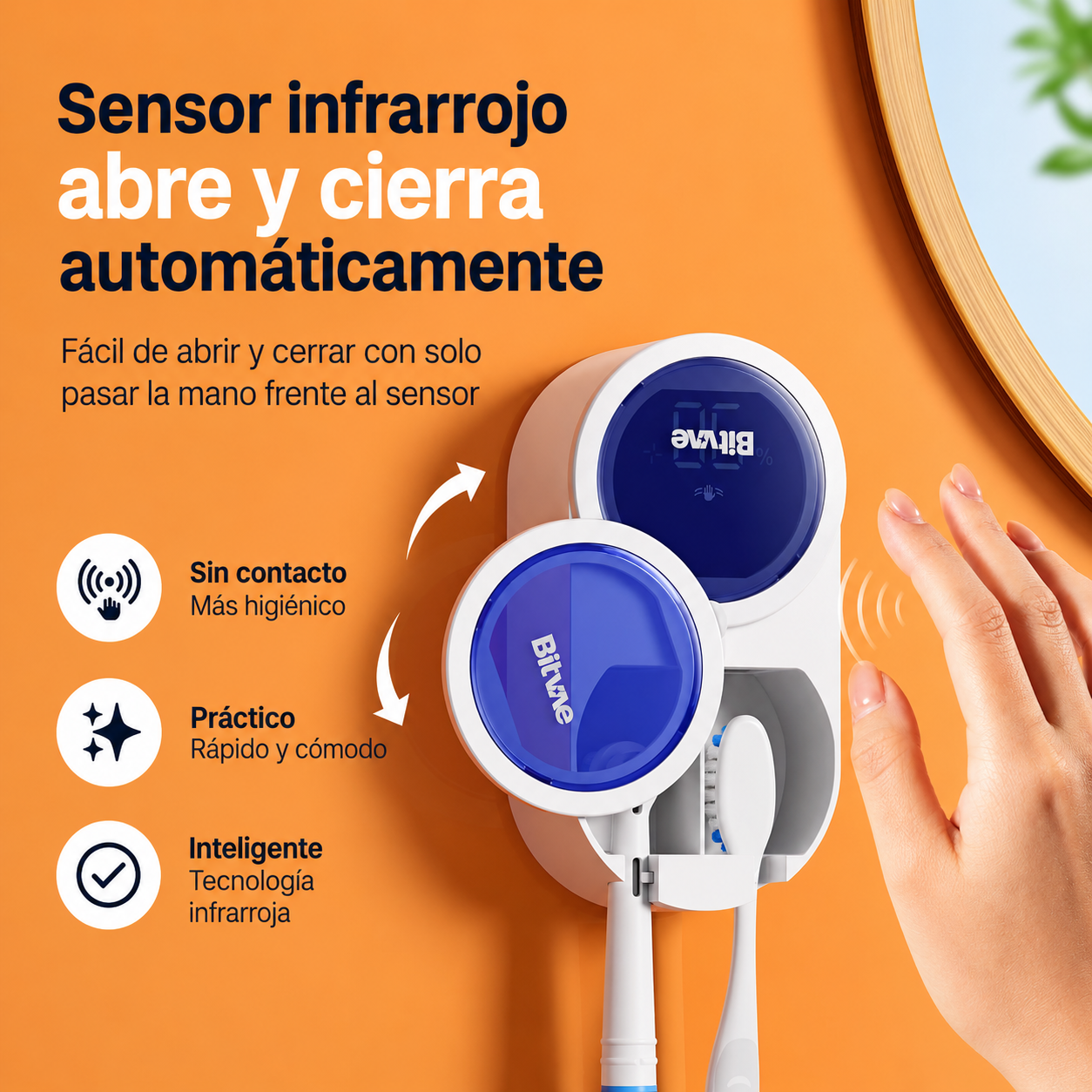 COMBO 2x1 Porta Cepillos Inteligente UV — con sensor de movimiento, secado y pantalla LED