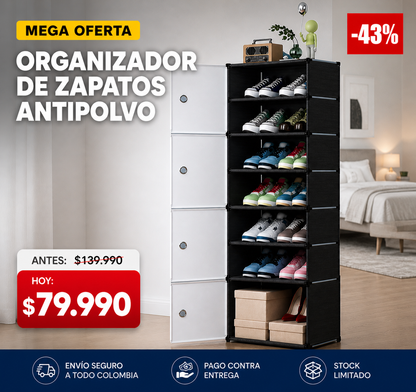 Organizador de Zapatos Antipolvo - 4 puertas 7 niveles