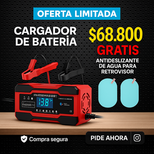 CARGADOR DE BATERIA + GRATIS ANTIEMPAÑANTE PARA AUTO O MOTO